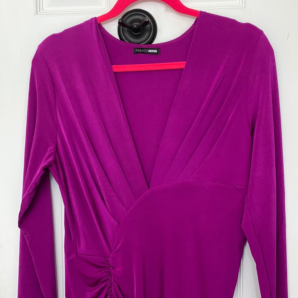 New Fashion Nova Fuchsia cocktail dress.